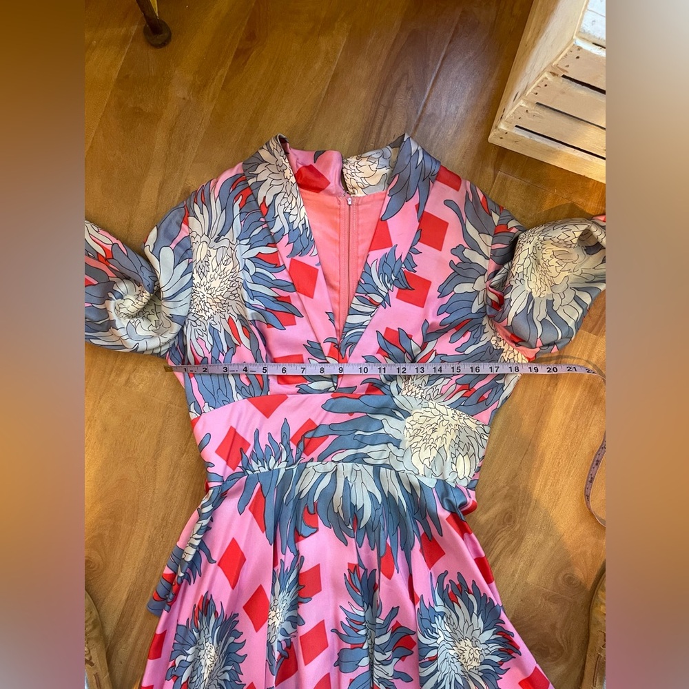 Outrageously Gorgeous Vintage Floral Print Maxi Dress Belted Gown, Size Medium - Picture 9 of 16